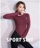 Yuoku Long Sleeve Yoga with Slim Fitness M and Wine Sportswear, T-Shirt Thumbholes, Fit, Women's Top, Sports, Gym, Training, Moisture-Wicking,