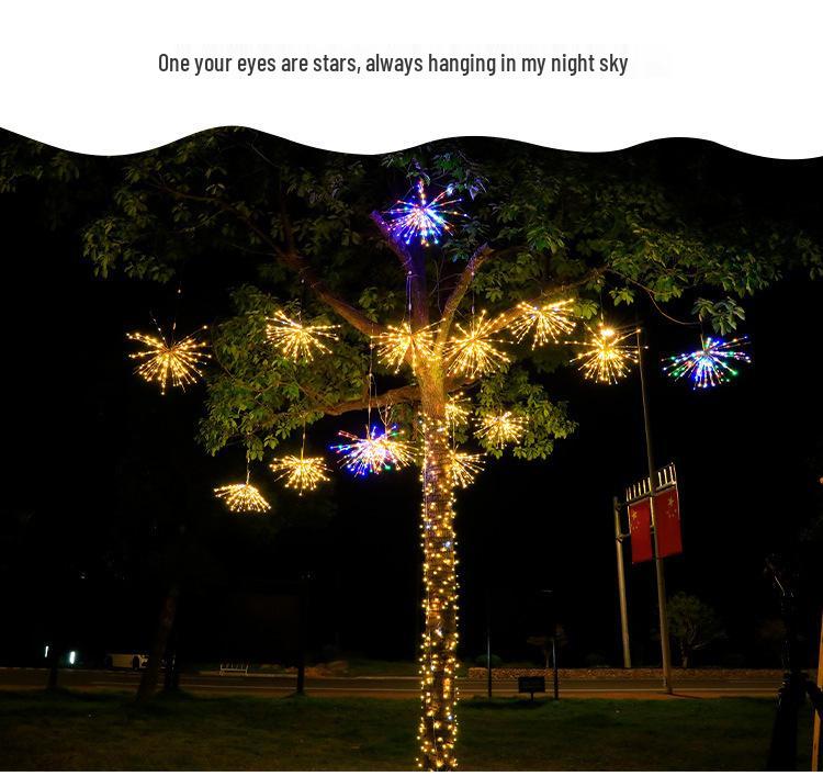 LED Starry Sky Firework Lights - Waterproof Outdoor Hanging Decorative String for Lawn & Courtyard.
