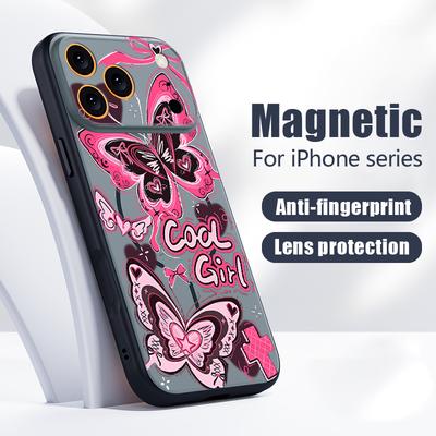 Крутой Чехол-Наклейка Бабочка для iPhone 17 Pro Max Чехол iPhone 16 15 14 13 Pro Max Ощущение Кожи Магнитный Для Magsafe Ударопрочный Бампер