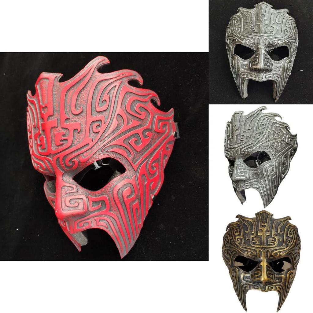 Geometric Pattern Resin Cosplay Halloween Face Mask For Party And Costume