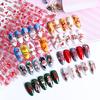 3D Nail Art Christmas Slider Wraps Snowflake Elk Santa Adhesive Flame Sticker Red Gold Manicure Nails Designs