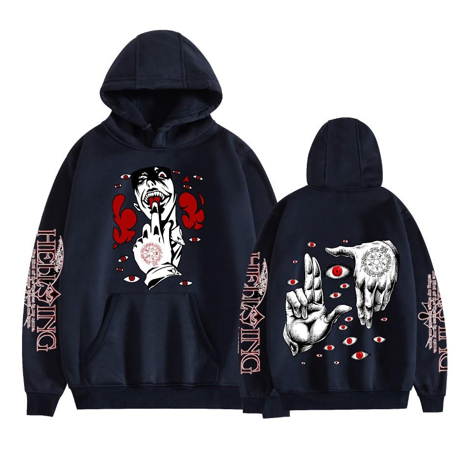 Аниме Худи Хеллсинг Харадзюку Пуловер Топы Женские Мужские Толстовки Новые Мультяшные Принты Длинный Рукав Мода Женская Косплей Уличная Одежда