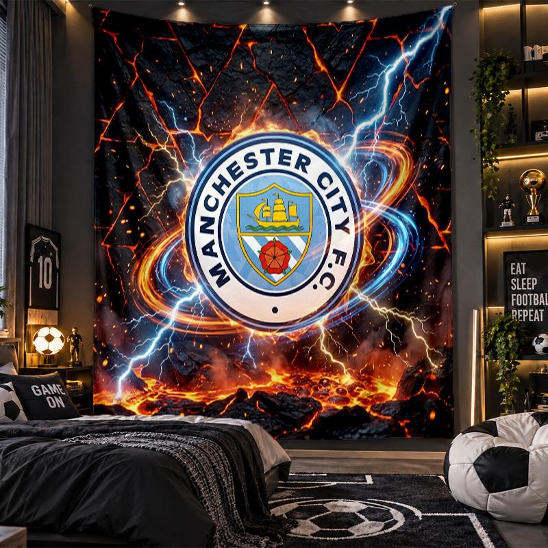 Wall Hanging Tapestry Manchester City Print Cloth for Living Room Bedroom Home Decor