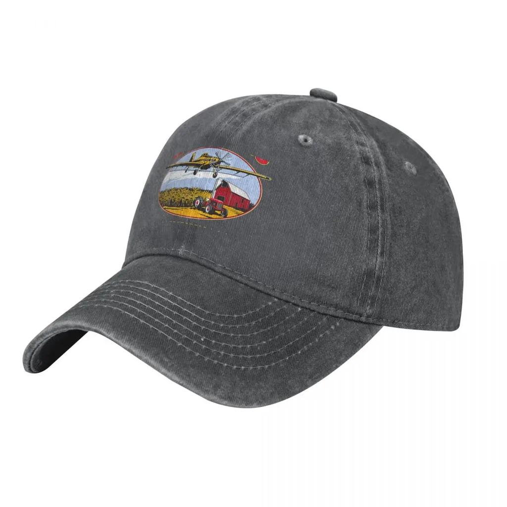 Crop Duster FarmFarmingTractorAirplane T Shirt Baseball Cap Sun Cap hiking hat western Hat Womens Golf Wear Unisexs