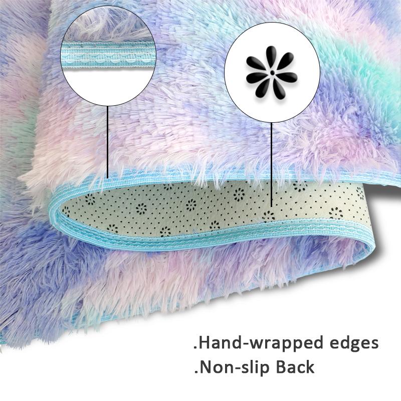 Cute Rainbow Plush Carpet Round For Girl Room Cute Soft Shaggy Hair Rug For Bedroom Kids Room Rug Play Mat Crawling Mat Non-slip