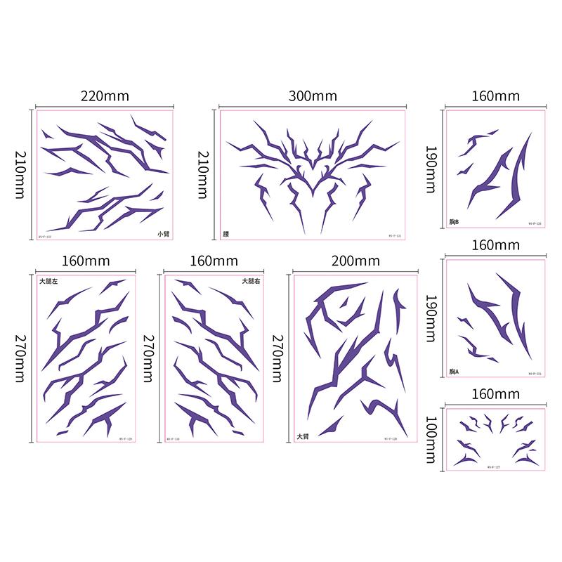 4/8 шт. Лазерные Временные Татуировки Наклейки Аниме Косплей Сценический Макияж Водонепроницаемая Наклейка на Лицо Декор для Хэллоуина