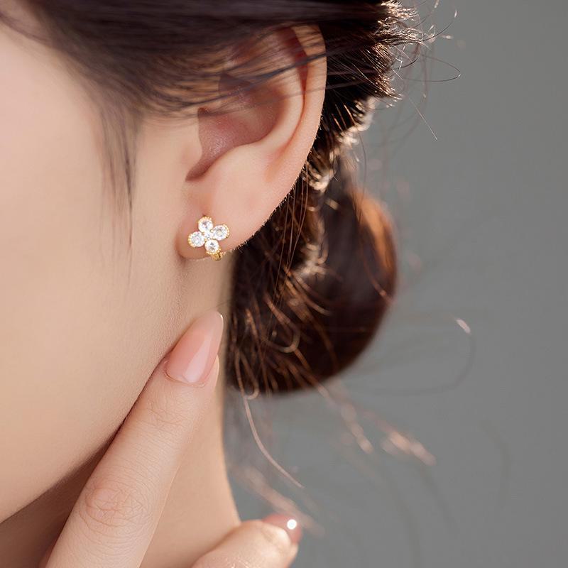 Серьги Banyan Tree S925 Silver Four Leaf Clover Diamond - Элегантные украшения в корейском стиле для женщин