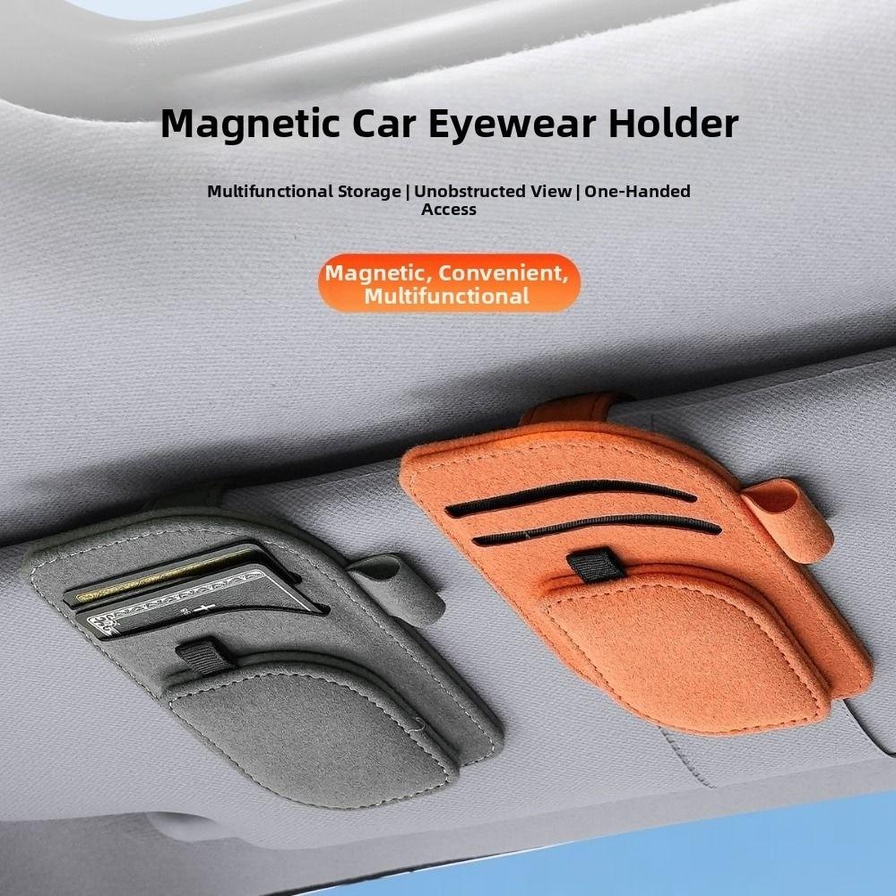 Magnetic Clip Magnetic Car Eyeglass Clips PU Leather Car Sunglasses Holder Auto Accessories