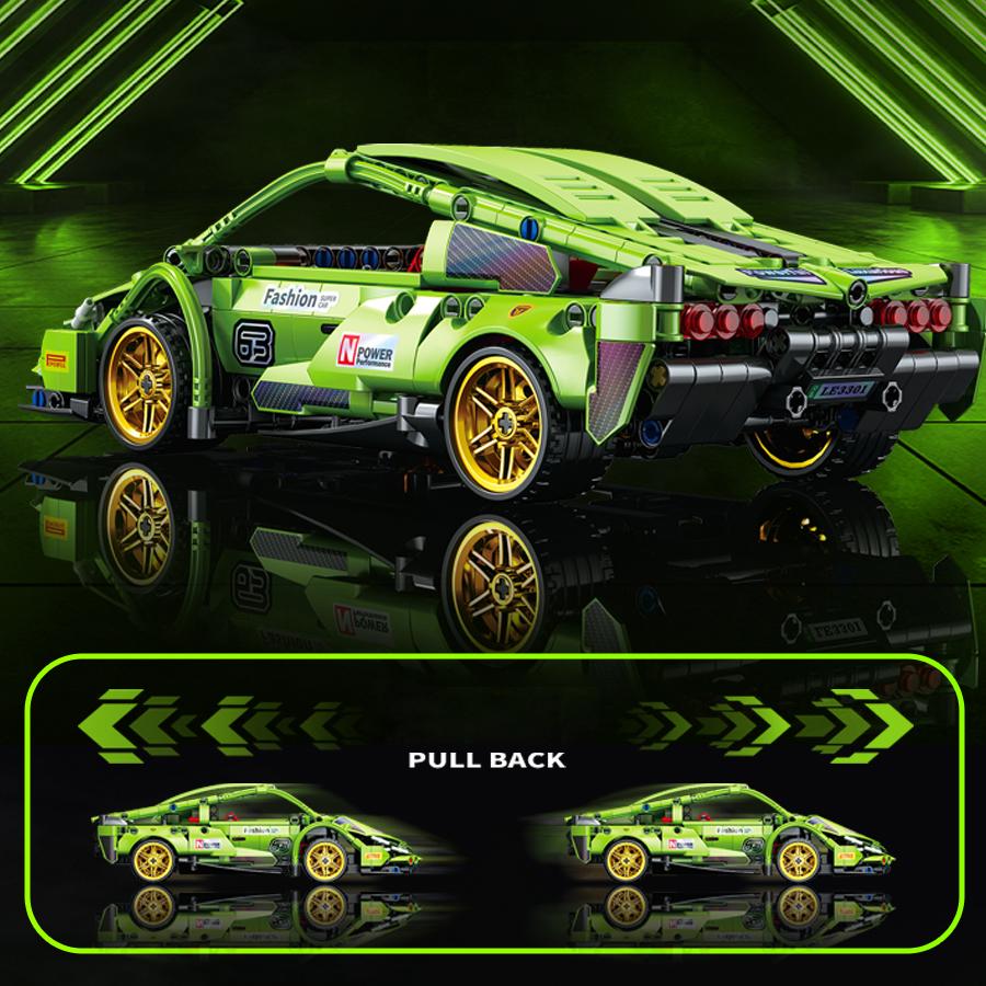 9029 Children Building Blocks Pull-Back Car Educational Assembly Racing Car Model Boys Toy