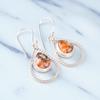 Orange Copper Turquoise Gemstone 925 Sterling Silver Jewelry Hook Earrings 1.70" EE-96-38