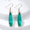 Винтажные серьги с зеленым камнем и каплями воды для женщин, элегантные длинные висячие серьги золотого цвета, свадебные украшения