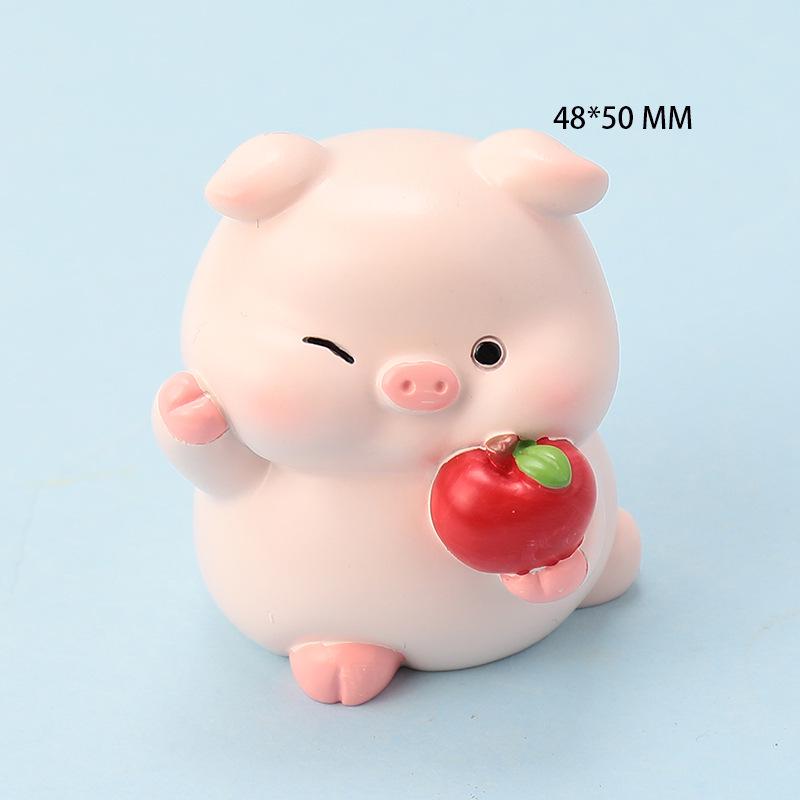 Мультяшные фруктовые свиньи из смолы для самодельных украшений, автомобильной консоли и декора рабочего стола