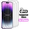 3PCS Tempered Glass For iPhone 16 15 14 13 12 11 Pro Max Protective Glass On iPhone 16 15 14 13 12 11 XR XS Max Screen Protector