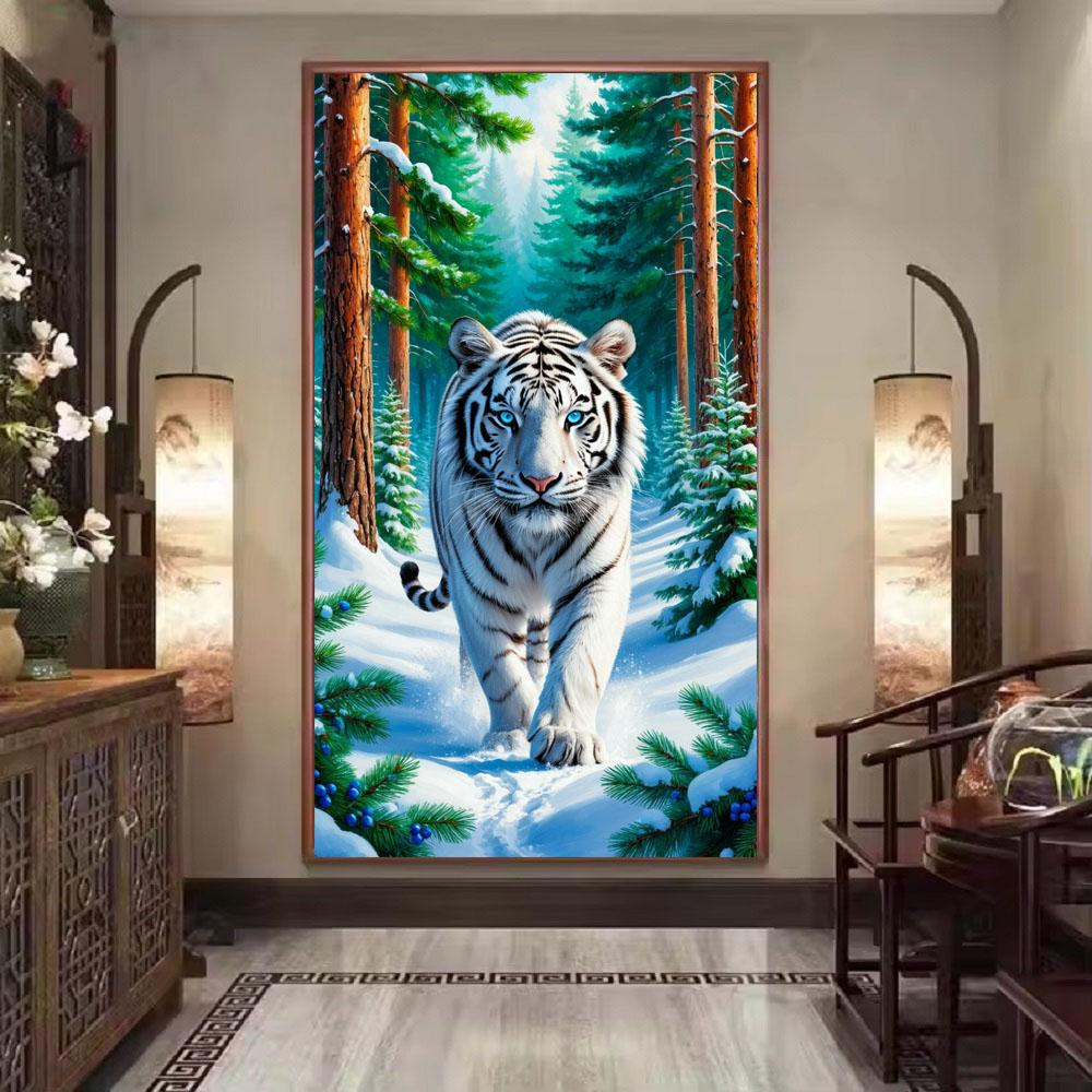 Тигр Волк Лиса в Зимнем Лесу Алмазная Вышивка Сделай Сам Крестиком Полная Выкладка Алмазная Мозаика Новая Коллекция Домашний Декор