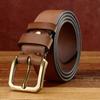 Мужской кожаный ремень с персонализированной медной пряжкой в стиле ретро, мужской ремень из коровьей кожи первого слоя, модный повседневный ремень для брюк