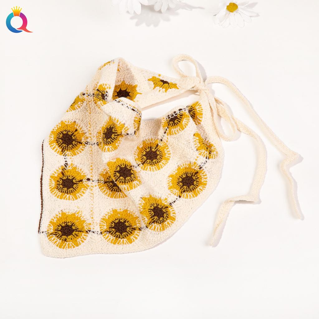 1 шт. французский цветочный деревенский треугольный вязаный крючком ободок, женский платок на голову вязаный цветочный аксессуары для волос для укладки волос декор