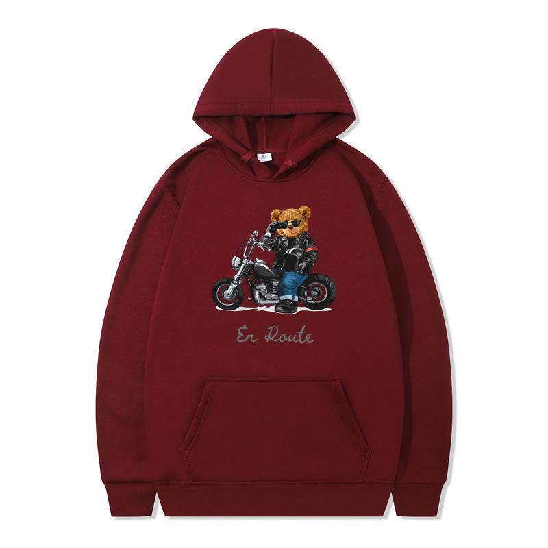 New hooded sweater sports car rich bear men's and women's clothing autumn and winter loose