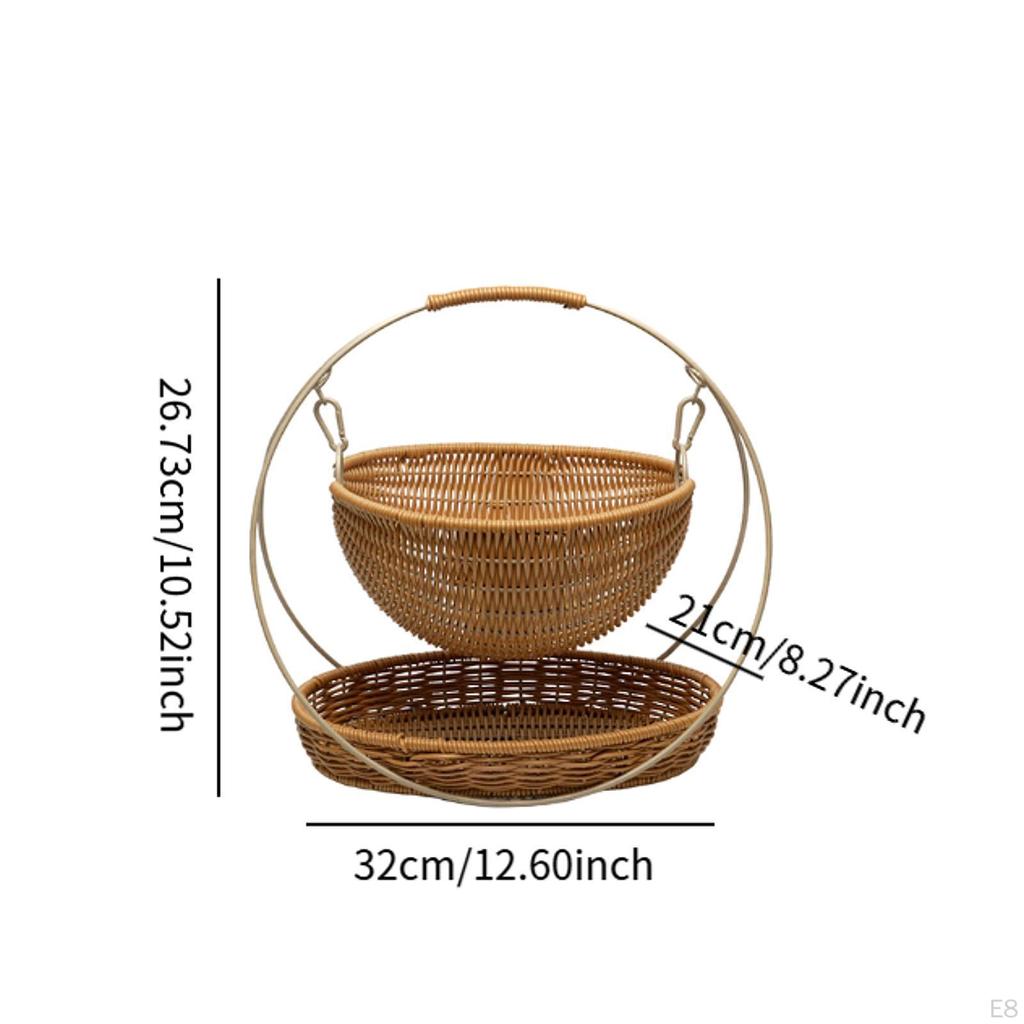 2-х уровневая корзина для хранения плетеная деревенская легкая 2-х уровневая корзина для дома