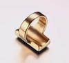 Japanese & Korean Fashion Square Glass Gold Ring In Stainless Steel, Ladies' Design RC-226