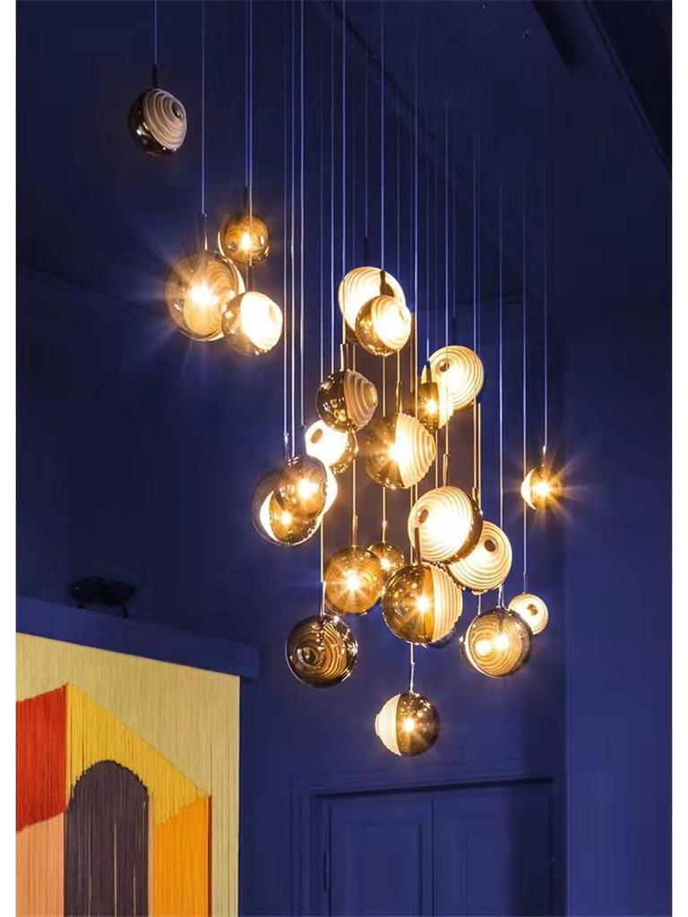 Постмодернистский Минималистичный Стеклянный Подвесной Светильник в Полоску для Гостиной, Кафе, Спальни, Лестницы и Выставочного Зала