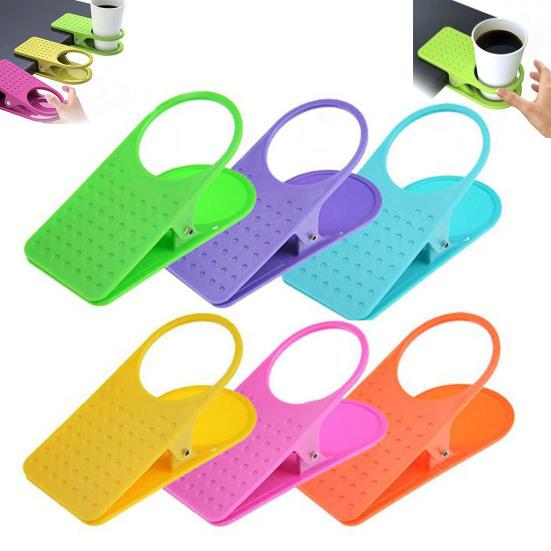 Clip on Cup Holder Mug Holder Clamp for Camping Chair Sunbed 6.5cm Diameter Portable Desk Side Mug Holder for Office Auto Travel Family