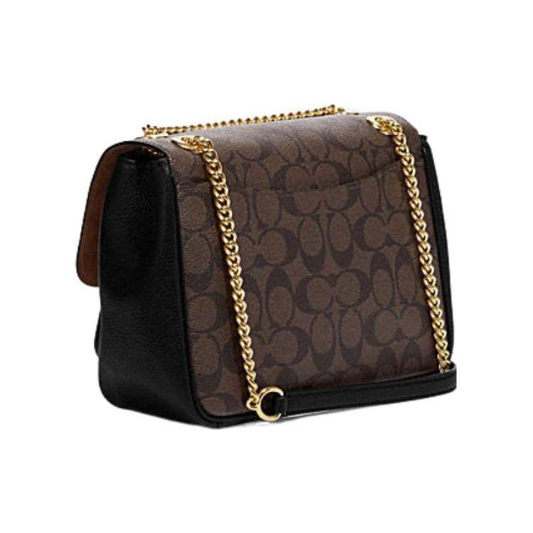 Coach Klare 25 Classic Logo Monogram Print Flap Closure Handbag Women handbag Dark-Brown CC878-IMAA8