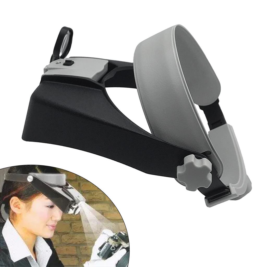 Head Mounted Binocular-Eyewear Loupe-Magnifier with 2 LED Illuminated-Headband Magnifying Glass for Jewelry Watch Repair