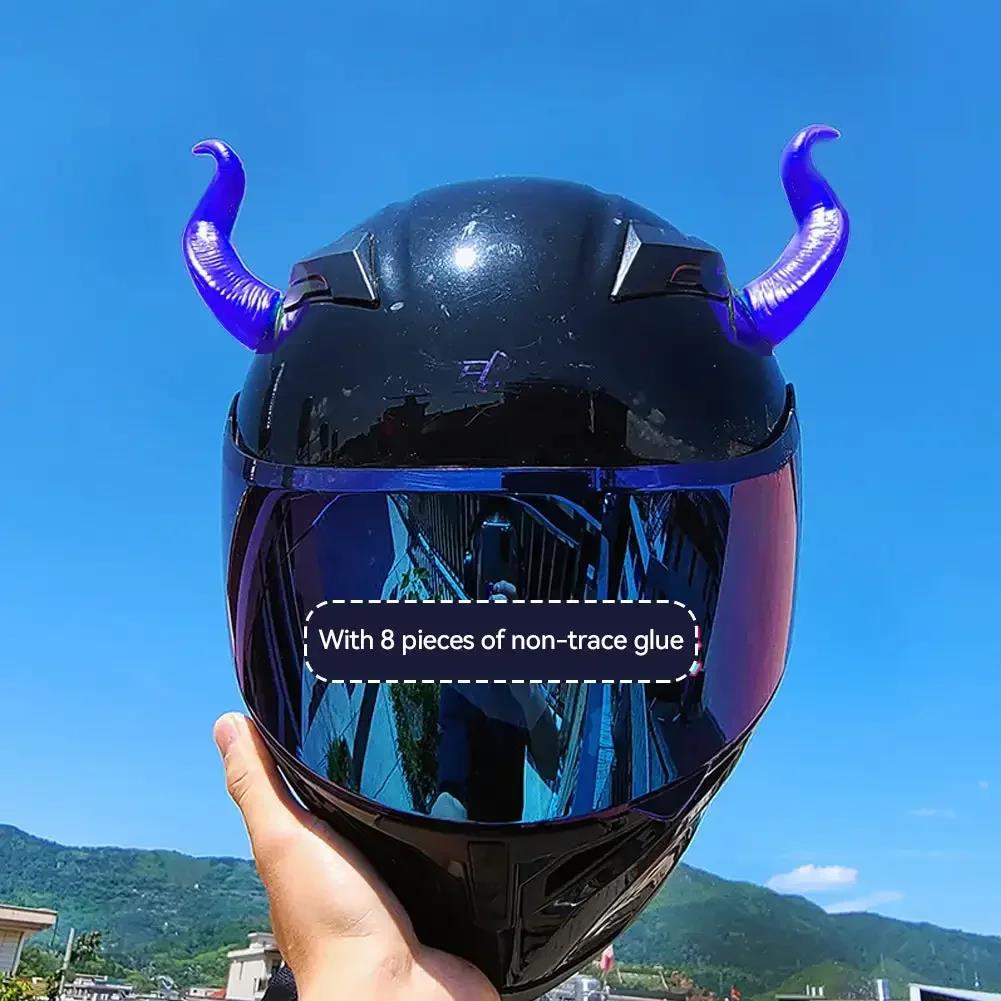 2PCS Motorcycle Helmet Devil's Horns Style Decoration Motorbike Helmet Accessories Stickers Cosplay Styling with Sucker Helmet Communication 7