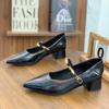 One-word Buckle with Pointed Mary Jane Women's Shoes, Autumn 2025 Super Fire Retro Versatile Two-wear Work Light Mouth Single Shoes