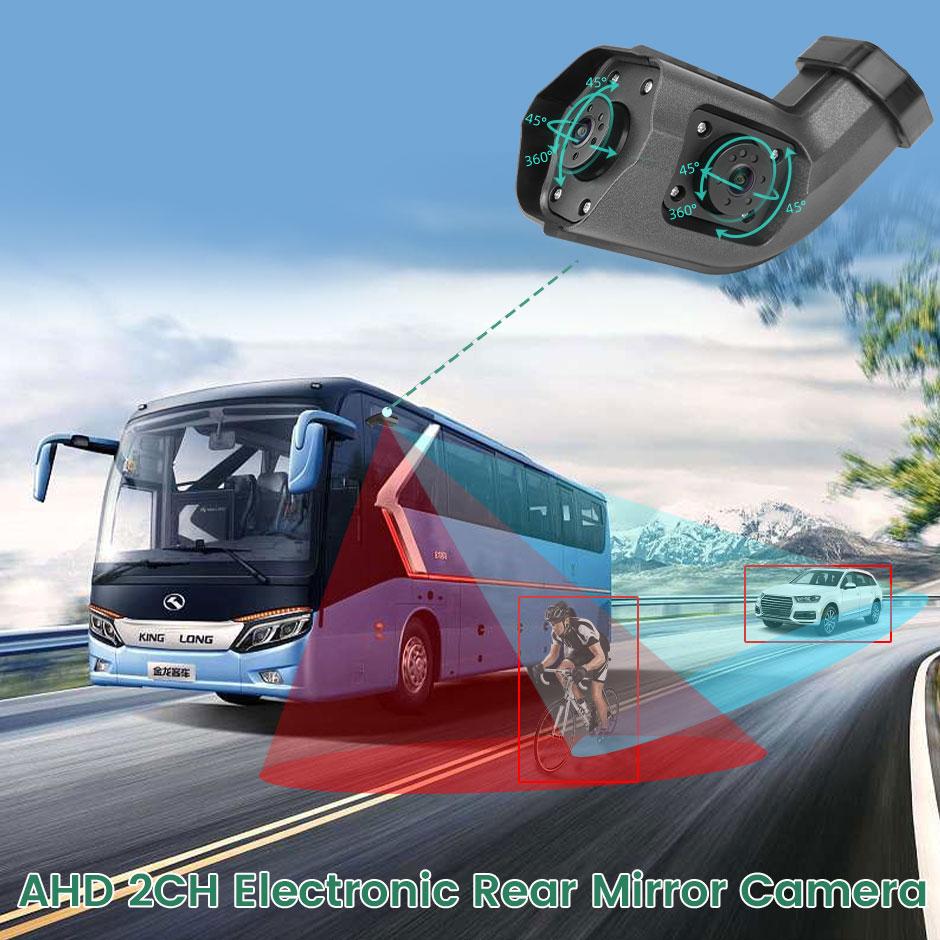 GreenYi BSD Radar Alarm Car DVR Video Recording 2 Channel AHD Side View Camera with Truck Buses 10.36 Inch Rear Mirror Monitor