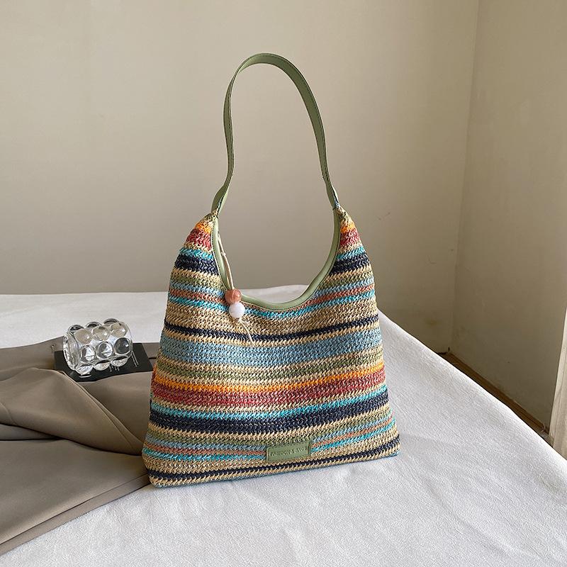 Сумка женская новая модная на плечо осенняя популярная плетеная сумка-тоут большой вместимости отпускная соломенная сумка