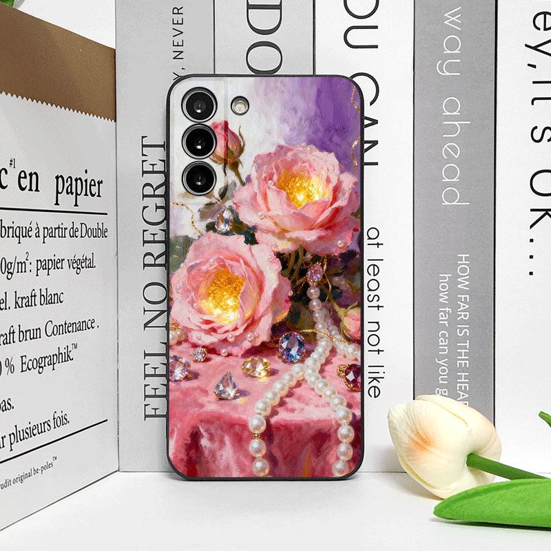 Роскошный Чехол для Телефона с Принтом Розовой Розы и Алмазов для OnePlus 12 13 R 11 10 9 Pro Nord 4 2T CE5 CE2 ACE2 ACE3 5G Мягкий Чехол