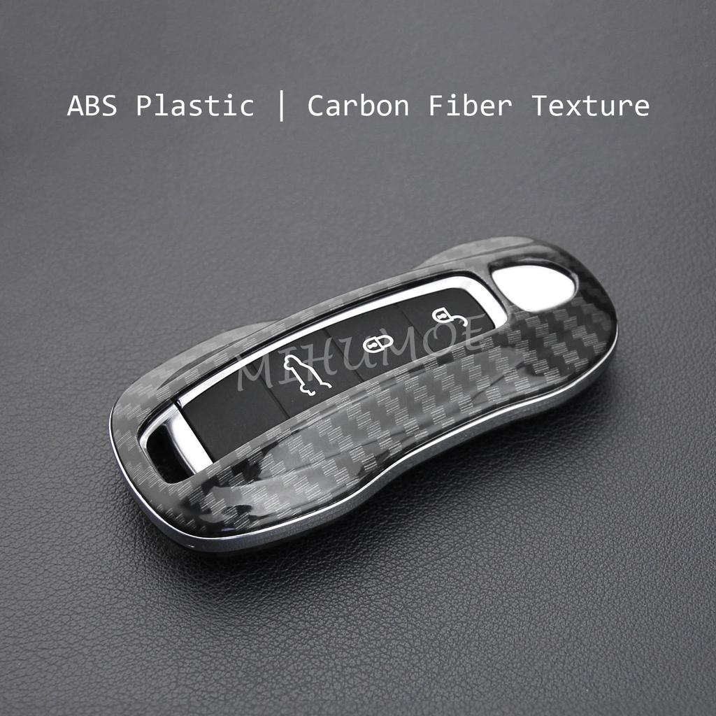 For 2019-2025 Porsche Panamera Taycan Cayenne Coupe 911 Car Remote Key Fob Case Cover Shell Keychain Accessories Carbon Fiber