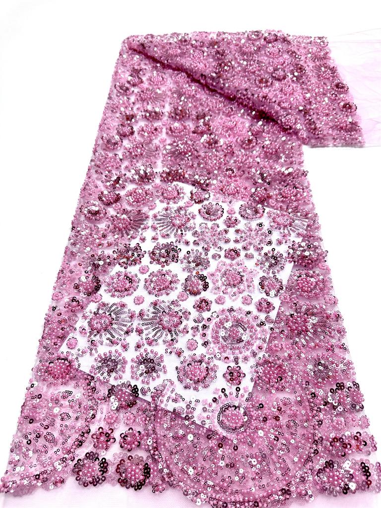 Африканское кружево из тюля 2026 Французская ткань с пайетками Шитье Вышивка с бисером Кружево Тюль Сетка Нигерийское платье 5 ярдов шитье