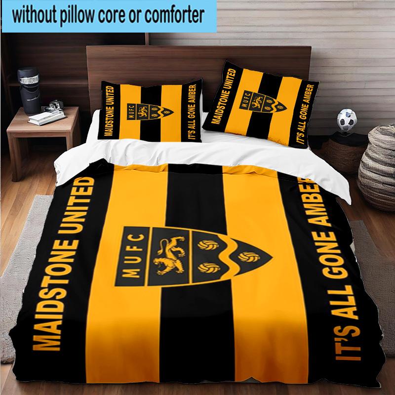 3pcs Football Crest Printed Bedding Set Duvet Cover Closure Includes 1 Duvet Cover & 2 Pillowcases Bedding Sets Home Decor Gifts