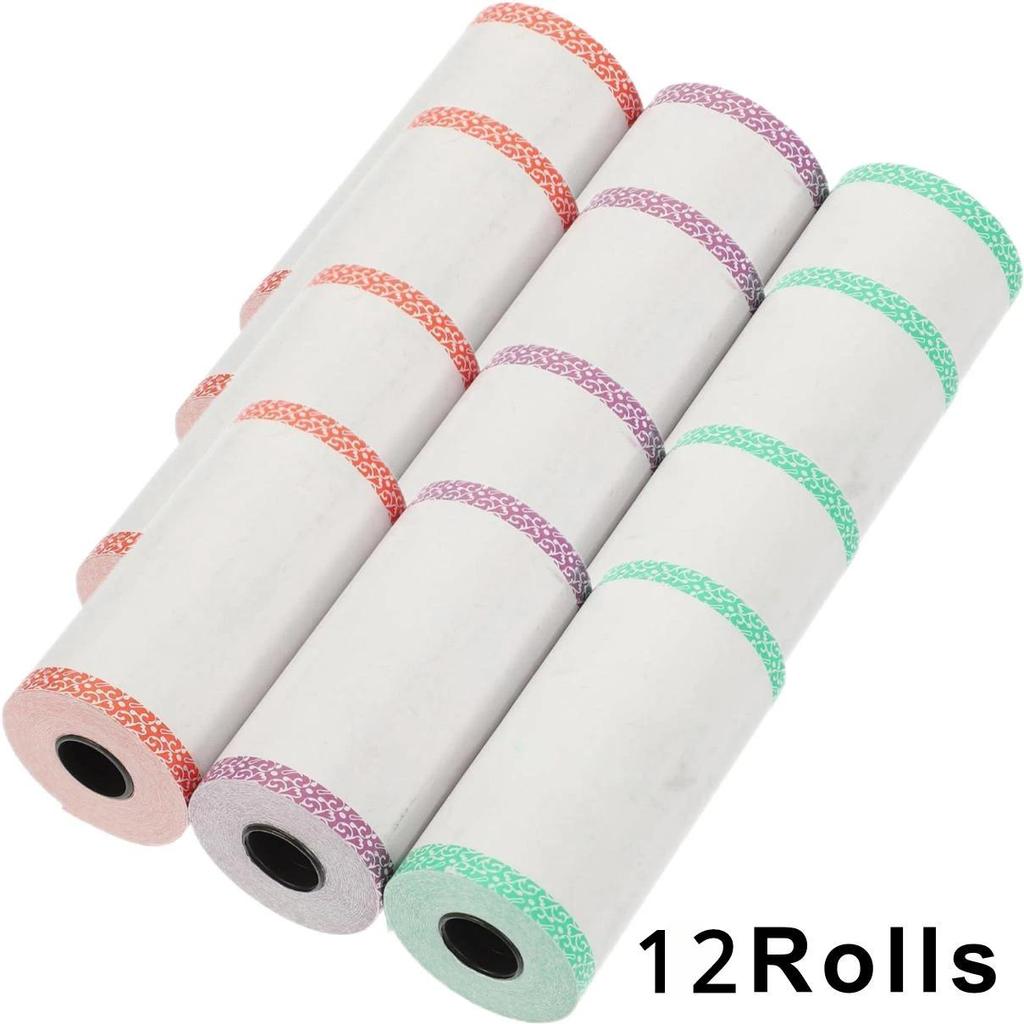3/6/9/12 рулонов термобумаги с цветными краями, 57*30 мм, для термопринтера чеков мини-принтера