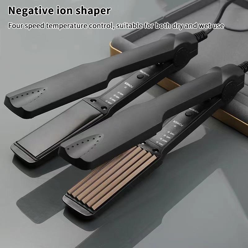 Hair Straightener Curler 2 in 1 Professional Ceramic Crimper Corrugated Adjustable Heat for Perfect Styles at Home and Salon