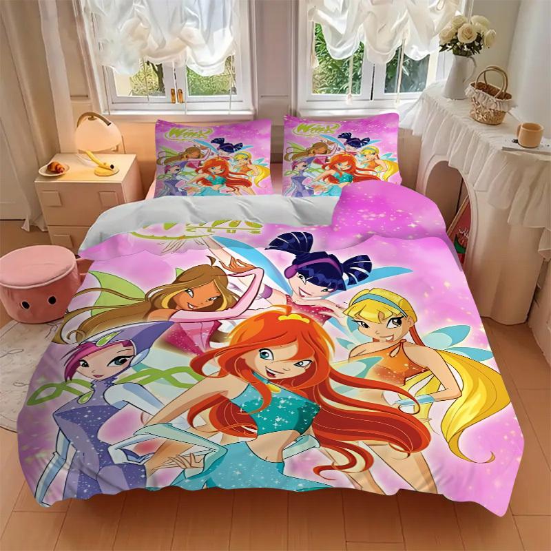Набор из 3 предметов: пододеяльник и 2 наволочки Winx Club (Без вкладыша), Печать высокого разрешения, Набор для дома и общежития yy251208017