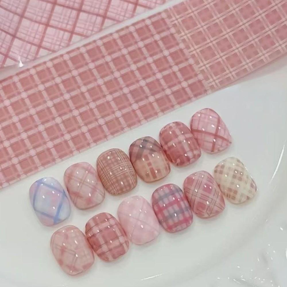 10 рулонов наклеек для стемпинга ногтей, наклейки для нейл-арта, клетчатый узор, маникюрные наклейки, фольга для нейл-арта, украшение для ногтей