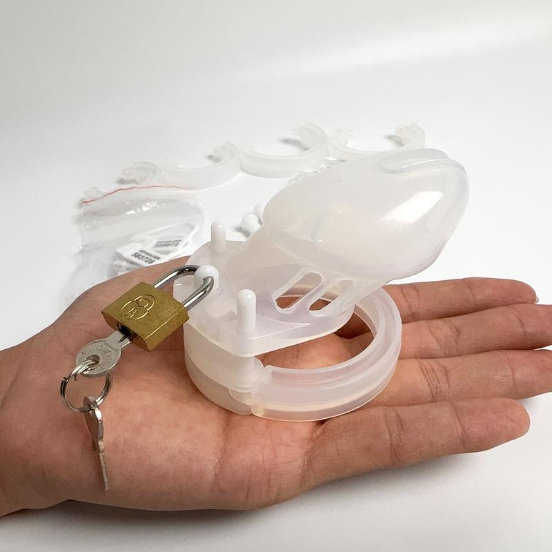 Silicone Urethra Chastity Lock with 5 Snap Ring Penis Bondage Adult Men's Chastity Cage Cock Restriction BDSM Abstainer Sextoys