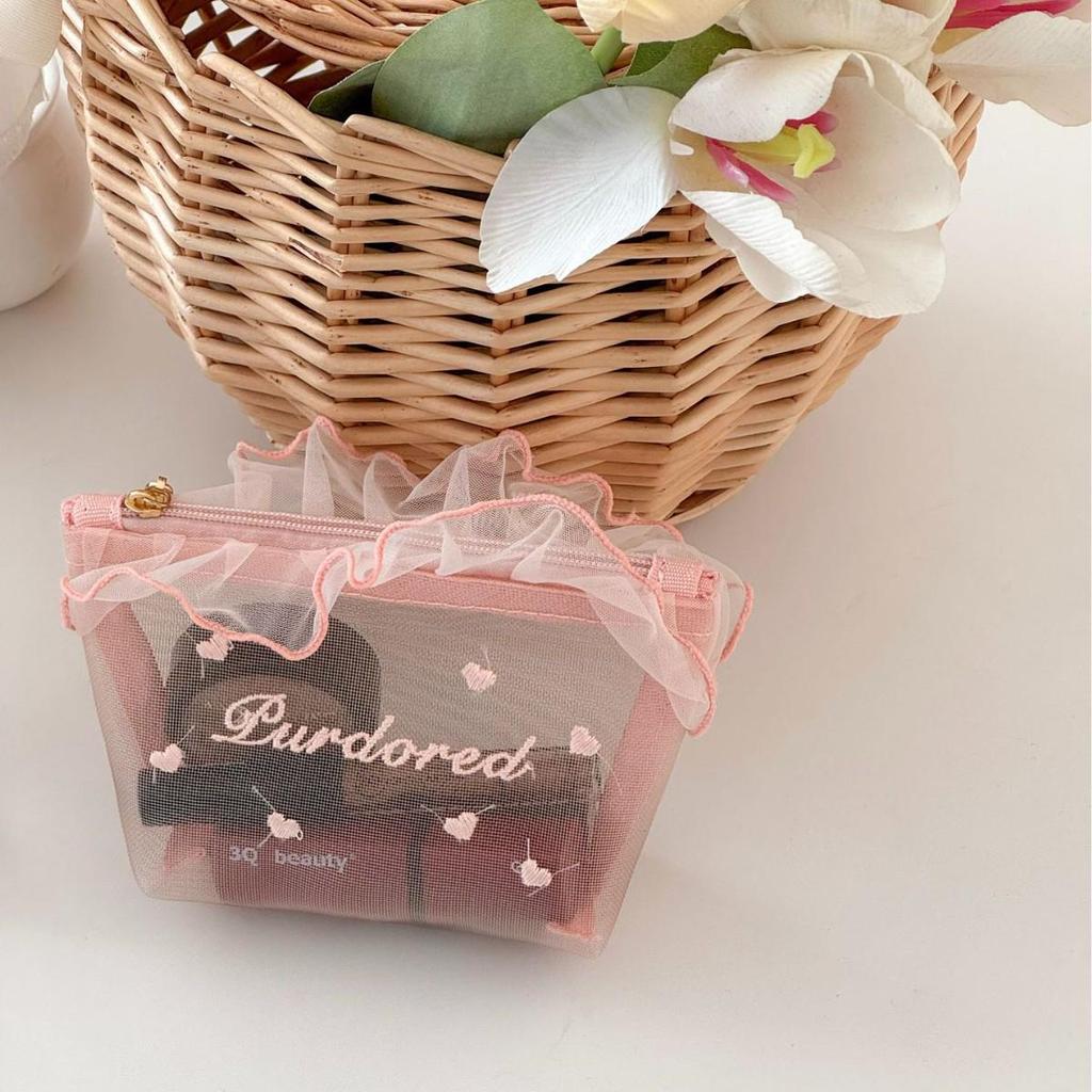 Сумка-сетка с оборками: Шикарный портативный студенческий держатель для помады