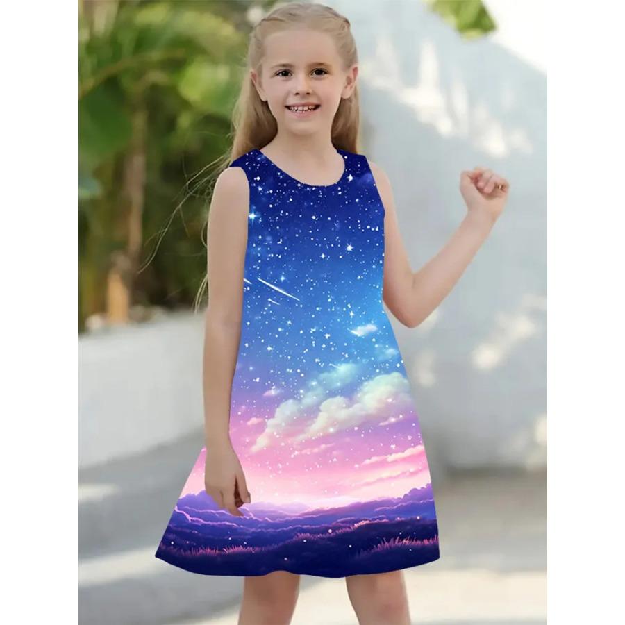 Платья для девочек от 4 до 14 лет, детское платье без рукавов с 3D принтом бабочек и животных, дышащая одежда с цифровым рисунком