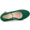 Allegra K Women's Green Round Toe Stiletto Heel Pumps with Ankle Strap, Size 24.5cm
