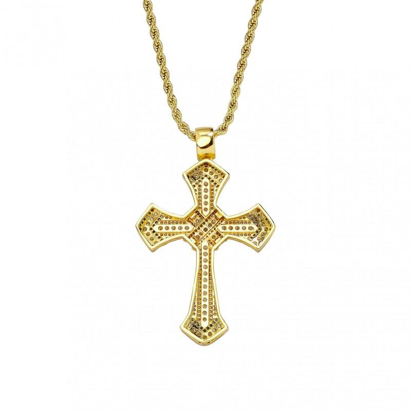 Hip Hop CZ Crystal Cross Pendant Necklace Men Women Gold Or Tone Chunky Chain Jewelry Accessory