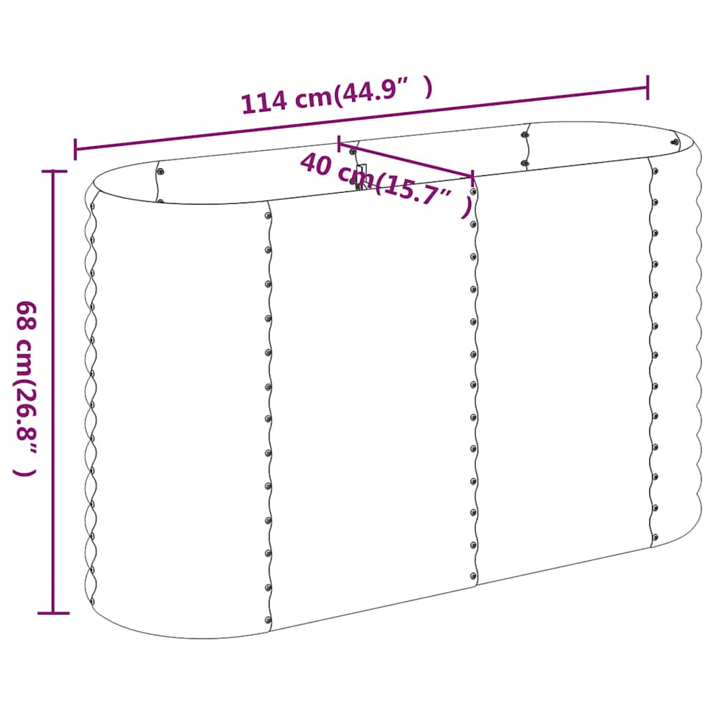 vidaXL Hochbeet Verzinkter Stahl 114x40x68 cm Braun