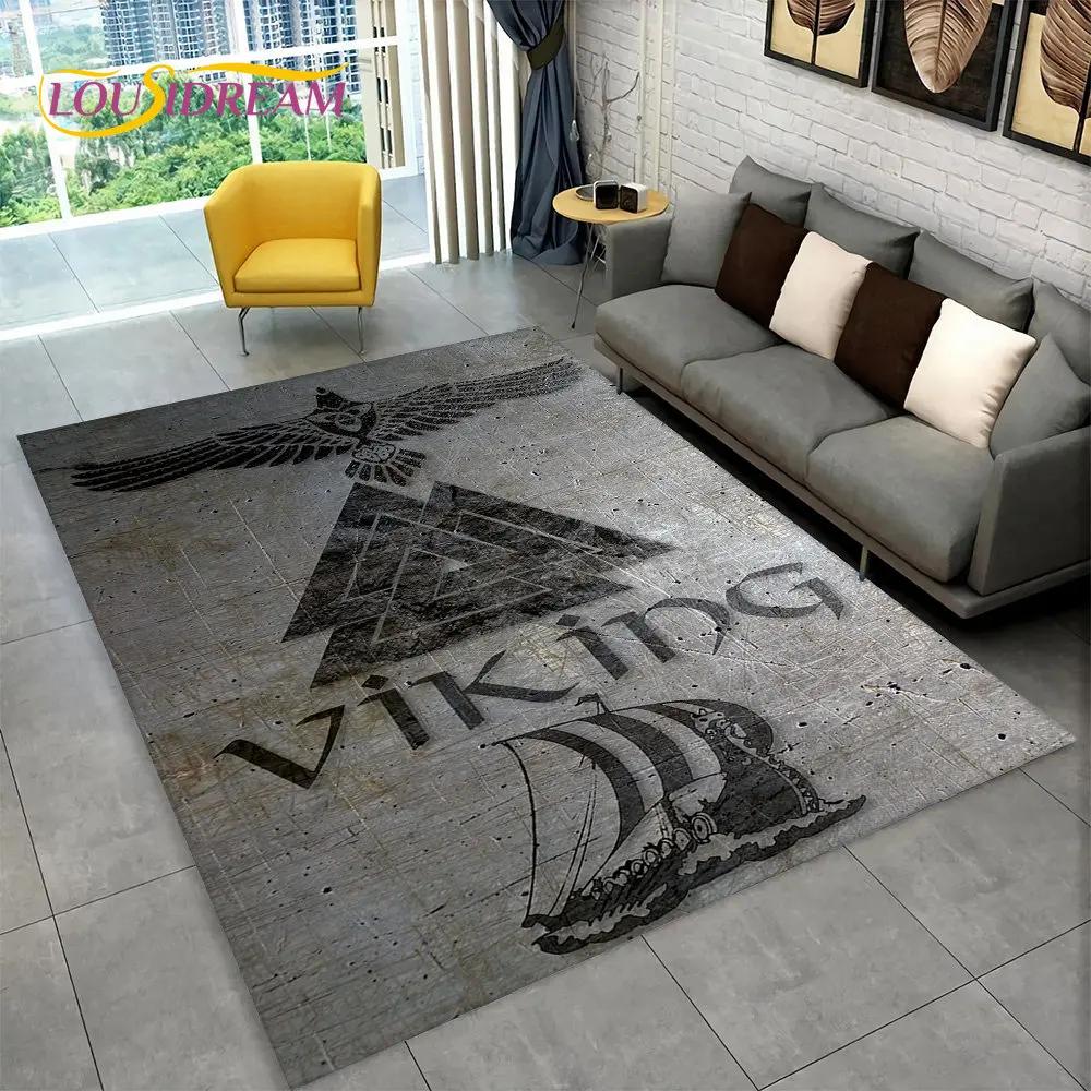 Ковер-циновка Викинг Скандинавская мифология Бог Локи Руна,Ковер для гостиной спальни дивана придверный коврик кухонный декор,Нескользящий коврик для пола