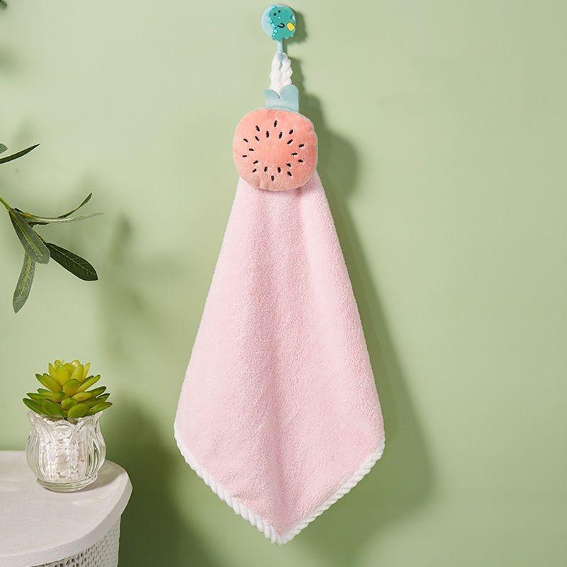 Hand Towel Cute Children'S Hand Towel Dry Handkerchief Absorbent Kitchen Wiper Cloth Coral Fleece Towel With Hanging Loop