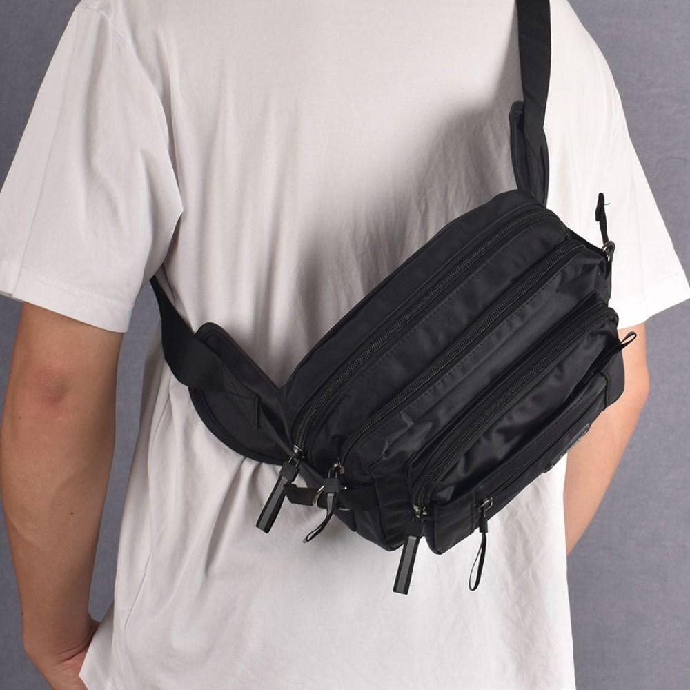 Zipper Sport Chest Bag Multi Layer Shoulder Bag Simple Waist Bag Shopping