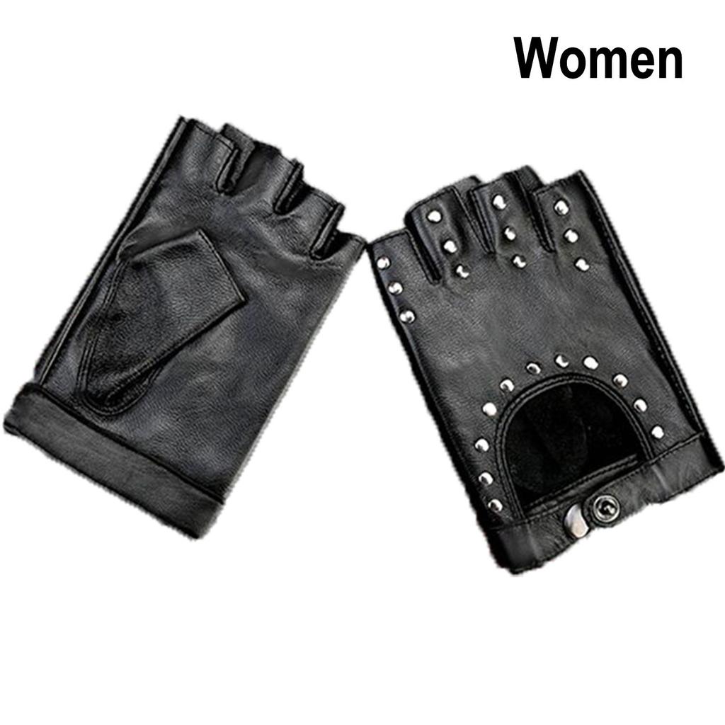 Motorcycle Accessories Rivet Motor Leather Mittens Gloves Fingerless Punk Glove