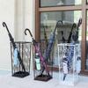 Anti-rust Metal Umbrella Organizer Wrought Iron Umbrella Stand Household Storage Bucket Square French Barrel Vintage